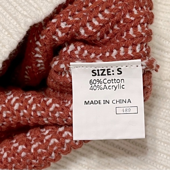 Vince Camuto contrasting ribbed knit henley pullover sweater, red and cream,sz M - Picture 12 of 13